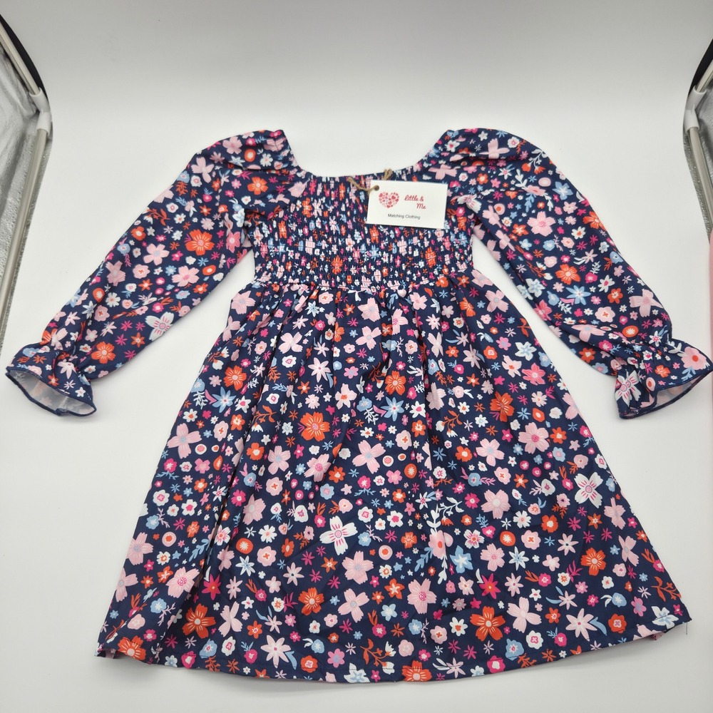 Little & Me Matching Floral Dresses Set 3 Mommy and Me S M XL Navy NWT Smocked - Picture 9 of 12